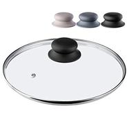 KADAX Tapa de cristal con mango de silicona, resistente al calor, para cacerolas, diámetro de 14 a 30 cm, tapa con orificio para vapor, tapa universal en diferentes tamaños (24 cm), color negro