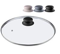 KADAX Tapa de cristal con mango de silicona, resistente al calor, para cacerolas, diámetro de 14 a 30 cm, tapa con orificio para vapor, tapa universal en diferentes tamaños (26 cm), color negro