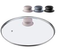 KADAX Tapa de cristal con mango de silicona, tapa resistente al calor para olla de 14 a 30 cm, tapa con orificio de vapor, tapa universal en diferentes tamaños (28 cm, beige)