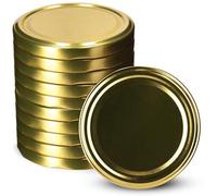 KADAX Tapa de rosca fi100 mm, tapa de repuesto con 6 dientes de bloqueo, tapa de metal, tapa para tarros de conservas, tapas para tarros de 2530 ml, 4130 ml, 5000 ml (10 unidades, dorado)