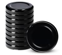 KADAX Tapa de rosca fi43 mm, juego de tapas de metal para vasos de 40 ml, tapa de repuesto con 4 dientes de bloqueo, tapa para tarros de caída, botellas y tarros de (10 unidades), color negro