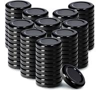 KADAX Tapa de rosca fi43 mm, juego de tapas de metal para vasos de 40 ml, tapa de repuesto con 4 dientes de bloqueo, tapa para tarros de caída, botellas y tarros de (100 unidades), color negro