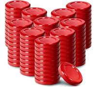 KADAX Tapa de rosca para vasos, tapa de repuesto de 38 mm, tapa giratoria de metal, tapa para tarros de conservas, botellas y tarros de rosca, 100 unidades, color rojo