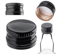 KADAX Tapón de rosca de 28 x 18 mm para botellas, tapón de aluminio, tapa de rosca para botellas de vino, zumo y licor (negro, 100 unidades)