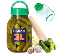 KADAX Tarro con pinzas pepinillos | tapa plastico forma globo | pinza | tarro almacen lavavajillas