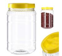 KADAX Tarro con tapa y asa - Contenedor de plástico para alimentos de cocina (Redondo 2L)