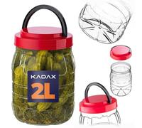 KADAX Tarro de almacenamiento de 2 litros con tapa, recipiente de almacenamiento de plástico PET, recipiente de cocina, recipiente de plástico para alimentos, tarro de almacenamiento, recipiente para
