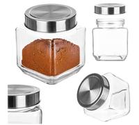 KADAX Tarro de almacenamiento, recipiente de cristal con tapa de plástico, de almacenamiento para pasta, espaguetis, especias, vidrio de conservación, transparente, hermético 500 ml blanco
