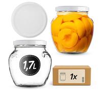 KADAX Tarro de cristal de 1,7 litros con tapa de rosca fi110 mm, tarro grande con tapa, tarro de cristal roscado con gran apertura, tarro de pepino (blanco, 1 unidad)