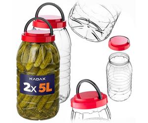 KADAX Tarros de almacenamiento de 5 litros con tapa, juego de 2 unidades, tarros de plástico, tarros de almacenamiento, recipientes de almacenamiento para alimentos, recipiente grande de plástico