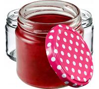 KADAX Tarros de conserva con tapa, fi66 mm, 200 ml, paquete de 10, lunares rosas