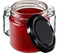KADAX Juego de 10 Tarros Pequeños de 200 ml, Botes de Cristal con Tapa Hermética de 66 mm para Miel, Conservas, Especias y Mermeladas (Negro)