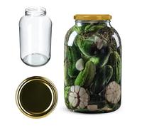 KADAX Tarros de conservas de 4 L, fi100 mm, tarros para conservas, tarros redondos, tarros de pepino, tarros para conservas (1 pieza, tapa dorada)