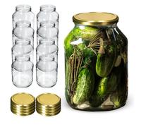 KADAX Tarros de cristal para conservas (2,5 L, fi100 mm, 8 unidades, tapa dorada)