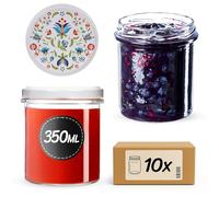 KADAX Tarros de mermelada de 350 ml con tapa de rosca de 82 mm de diámetro, pequeños tarros de conserva con tapa, tarros invertibles para hacer conservas, tarros de rosca para mermelada y miel (Flores