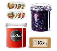 KADAX Tarros de mermelada de 350 ml con tapa de rosca fi82 mm, tarros pequeños con tapa, tarros para conservas, conservas y conservas, tarros de rosca (huerto, 10 unidades)