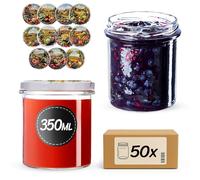 KADAX Tarros de mermelada de 350 ml con tapa de rosca fi82 mm, tarros pequeños con tapa, tarros para conservas, conservas y conservas, tarros de rosca (caja de verduras, 50 unidades)