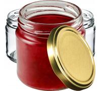 KADAX Tarros pequeños con tapa, fi66 mm, 200 ml, paquete de 10, dorado