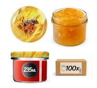 KADAX Tarros pequeños de 235 ml, frascos fi82, mini tarros para miel y condimentos, tarros de mermelada con tapa, tarros herméticos para regalar (100 unidades)