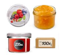 KADAX Tarros pequeños de 235 ml, frascos fi82, minitarros para miel y condimentos, tarros de mermelada con tapa, frambuesas, 100 unidades