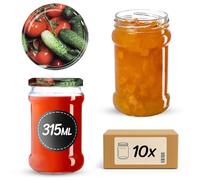 KADAX tarros pequeños de 315 ml, fi66, tarros para miel, tarros de mermelada con tapa, tarros herméticos, tarros de conservas, tarros redondos, tarros de mermelada, tarros (10 unidades, verduras)
