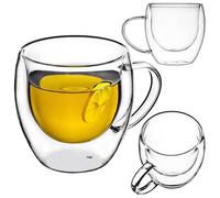 KADAX Taza de café de doble pared, 250 ml, taza de cristal con asa para café, té, capuchino, latte macchiato y espresso, resistente al calor y servir con estilo