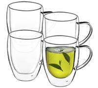 KADAX - Taza de cristal de doble 270 ml, vaso para zumo, té, café, transparente, 18,5 x 9,5 x 12 cm