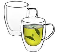 KADAX Taza de cristal de doble pared con asa, 270 ml, capuchino, cristal universal(2)