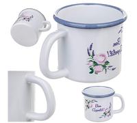 KADAX Taza esmaltada de 1150 ml para té y café, taza para camping, taza de café grande con asa, taza de café de acero esmaltado, taza de té (blanco)
