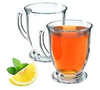 KADAX Tazas de Café de Cristal 460ml, Vasos de Vidrio Transparente con Asa, Ideales para Bebidas Calientes como Té, Infusiones, Capuchino y Más (Juego de 2)