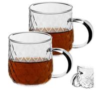 KADAX Tazas de Cristal 350ml, Vasos de Vidrio Transparente con Asa para Café, Té, Capuchino y Bebidas Calientes, Aptos para Lavavajillas (Juego de 2)