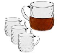 KADAX Tazas de Cristal 350ml, Vasos de Vidrio Transparente con Asa para Café, Té, Capuchino y Bebidas Calientes, Aptos para Lavavajillas (Juego de 4)