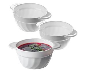 KADAX Tazas soperas, 650 ml, cuencos de cristal reforzado, 18,5 x 14 x 8 cm, cuencos para sopa con asas dobles, sopera para sopas, cremas, caldos (650 ml/3 unidades)