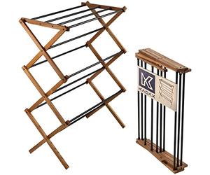 KADAX Tendedero de pie de madera, completamente montado, tendedero de torre plegable con superficie de secado de 7 m², tendedero de madera, secador que ahorra espacio (73 x 97 cm)