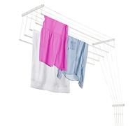 KADAX Tendedero de Techo de Acero Resistente a la Corrosión con Sistema de Subida y Bajada para para Interiores y Exteriores (Blanco, 5 x 190 cm)