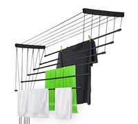 KADAX Tendedero de Techo de Acero Resistente a la Corrosión con Sistema de Subida y Bajada para para Interiores y Exteriores (Negro, 6 x 150 cm)