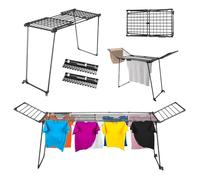 KADAX Tendedero extensible, 257x60x99 cm, secador de pie con gran superficie de secado, secador de ropa plegable, tendedero de alas extensible (Negro)