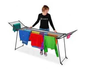 KADAX Tendedero extensible, 257x60x99 cm, secador de pie con gran superficie de secado, secador de ropa plegable, tendedero de alas extensible (Negro)