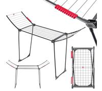 KADAX Tendedero plegable con alas de 18 m, superficie de secado extensible, con patas antideslizantes, ahorra espacio para interiores y exteriores, balcón, fabricado en la UE, color antracita/gris
