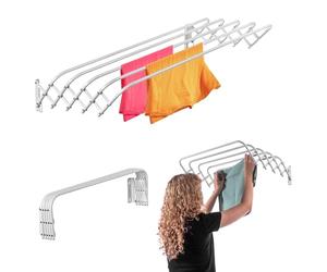 KADAX Tendedero plegable para lavandería, ahorro de espacio, de metal, pared de acordeón extensible, perchas para interiores (60 cm)