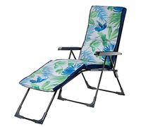 KADAX Tumbona de jardín 2 en 1, tumbona de acero con cojín, tumbona plegable con capacidad de carga de hasta 110 kg, silla de jardín con reposapiés ajustable, silla de jardín (azul claro)