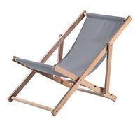 KADAX Tumbona de Madera, Silla de Playa con Tela Transpirable, Respaldo Reclinable y Estructura Plegable para Exterior, Jardin y Terraza (Gris)