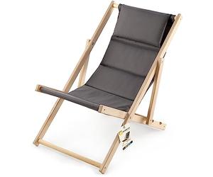 KADAX Tumbona, Silla de Playa de Madera, Tumbona de hasta 120 kg, Tumbona de Madera de Haya, sillas Plegables de Madera, Tumbona de Playa, Tumbona Plegable para Playa (con reposacabezas, Gris)