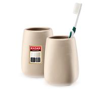 KADAX Vaso de baño de cerámica, vaso para cepillo de dientes, vaso para cepillo de dientes, taza de agua, mate (beis, 2 unidades)