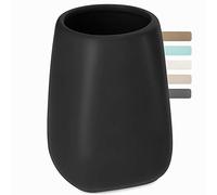 KADAX Vaso de baño, vaso para cepillos de dientes, vaso de cerámica, vaso para cepillos de dientes, taza de agua, mate (negro 2)