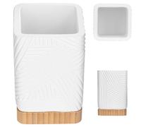 KADAX Vaso para cepillo de dientes para baño, soporte para cepillo de dientes y pasta de dientes, vaso decorativo para cepillo de dientes, vaso de baño moderno (blanco cuadrado)
