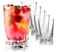 KADAX Vasos Altos de Vidrio Transparente de 250ml, Set de Cristalería de Diseño Elegante para Bebidas Frías y Cócteles, Aptos para Lavavajillas (Juego de 6)