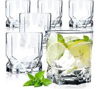 KADAX Vasos Bajos de Vidrio Transparente de 325ml, Set de Cristalería de Diseño Elegante para Whisky y Agua, Aptos para Lavavajillas (Juego de 6)