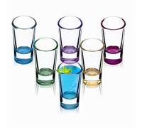 KADAX Vasos Chupito Minimalistas, Base Gruesa 28 ml - Cristal, Vodka (Multicolor) - Set 6