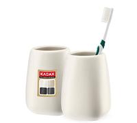 KADAX Vasos de baño de cerámica, taza de baño, portacepillos de dientes, taza de agua, esmerilado (crema 2 unidades)